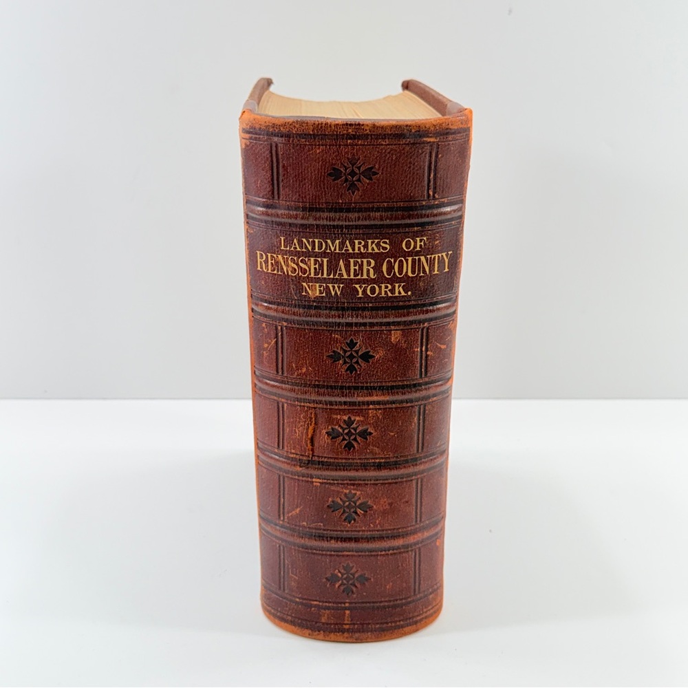 Antique 1897 Book, Landmarks of Rensselaer County New York, Leather Bound, HC